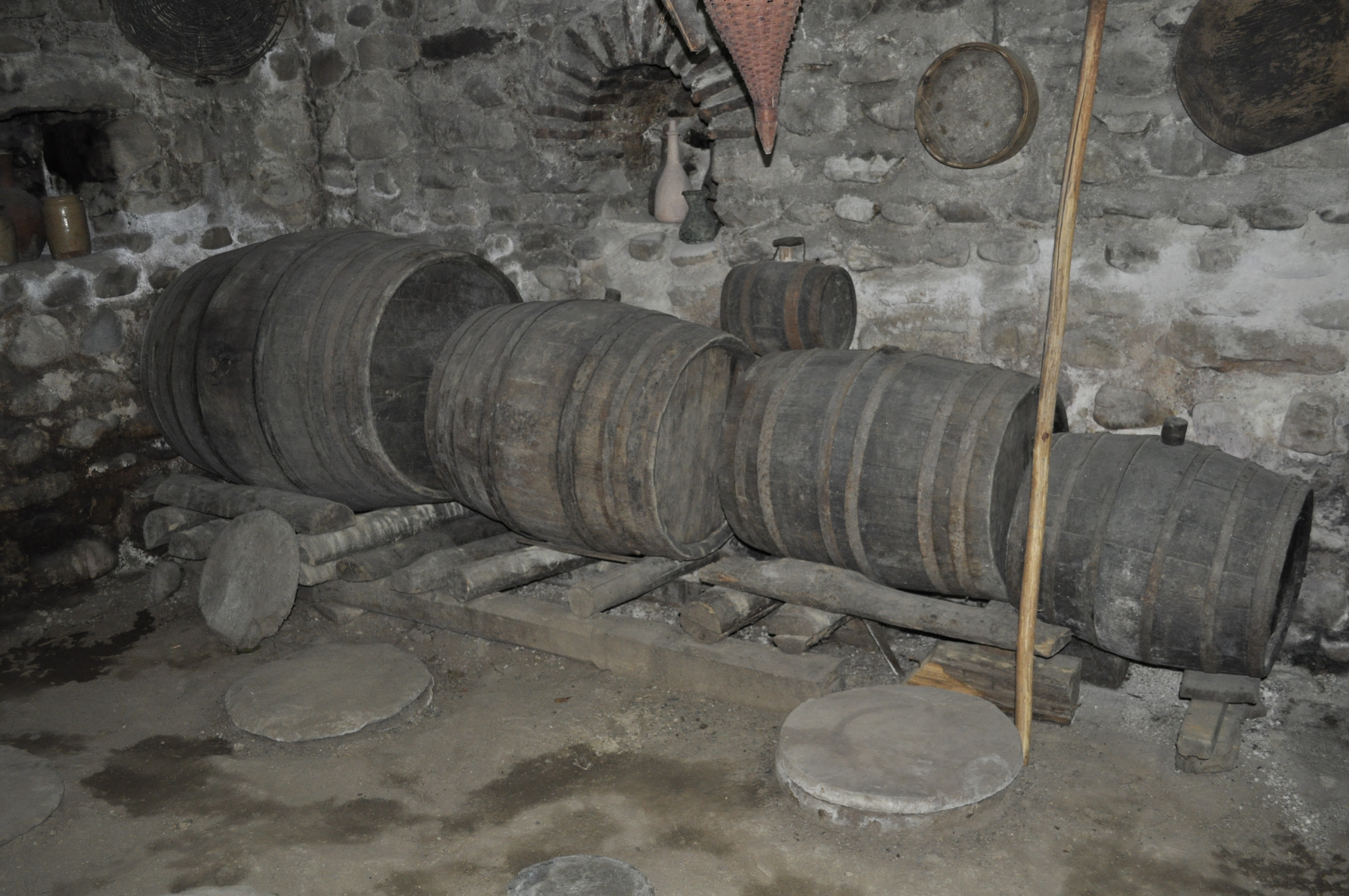 Barrels for wine conservation, cellar (Marani), Kalaouri, Kakhétie region, Georgia, 18th century, October 2015.